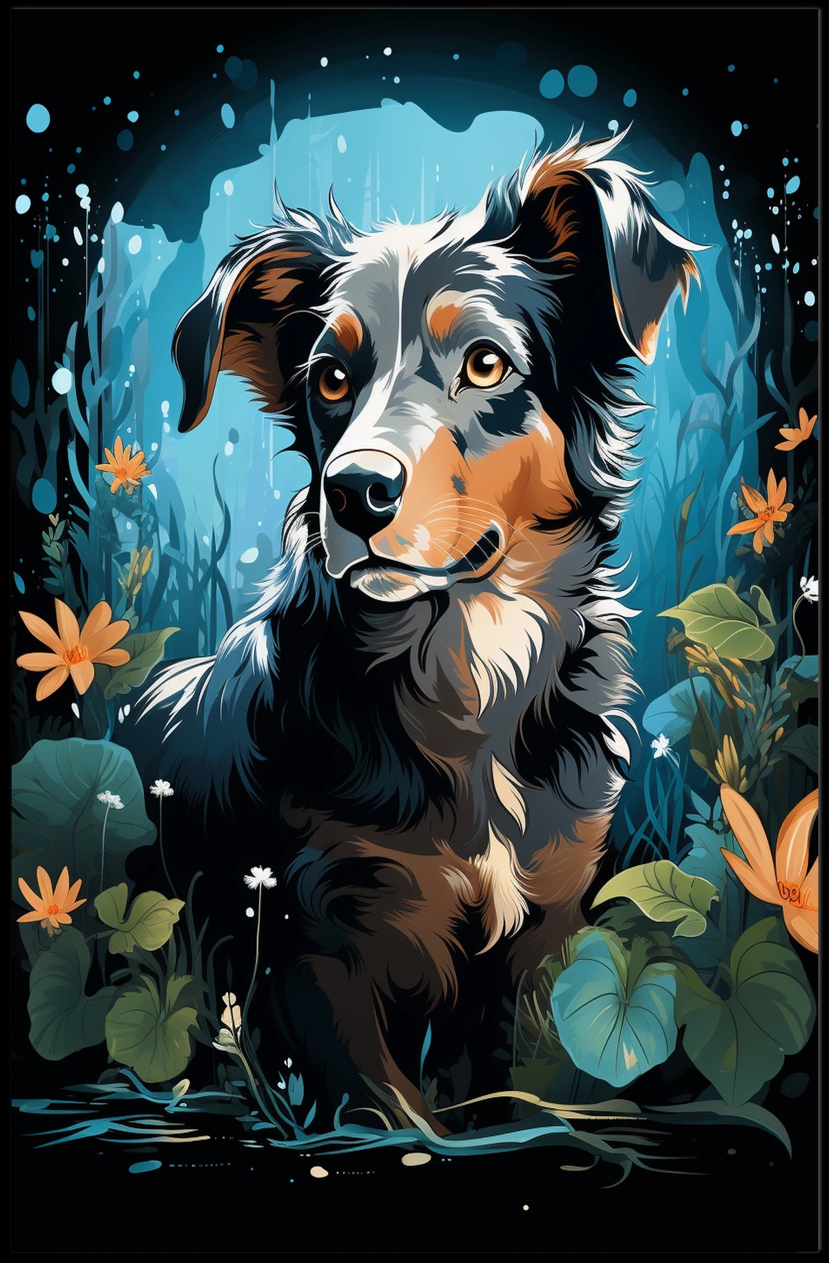 Enchanted Canine In Bloom Poster