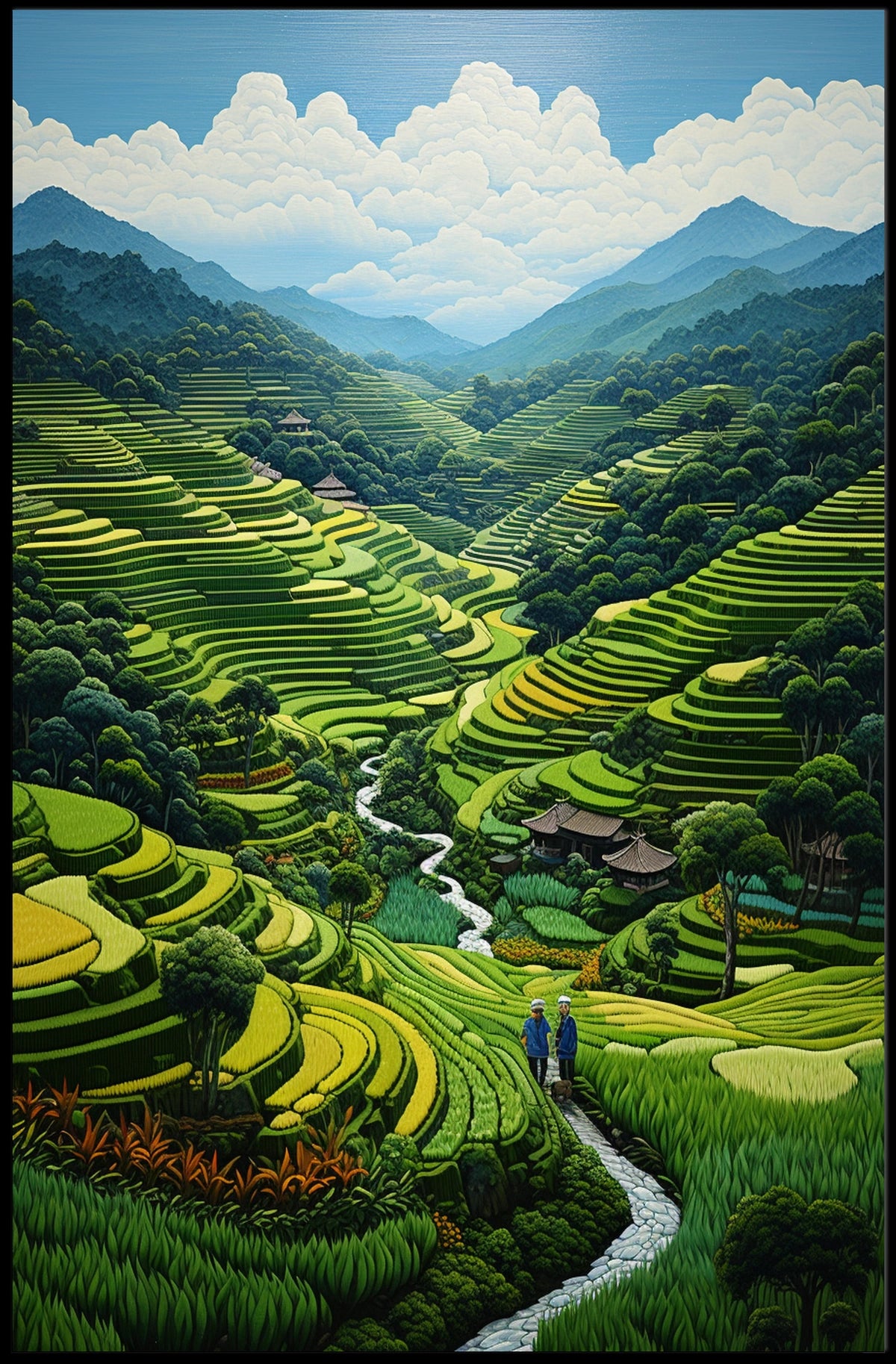 Serene Terraced Landscape Poster