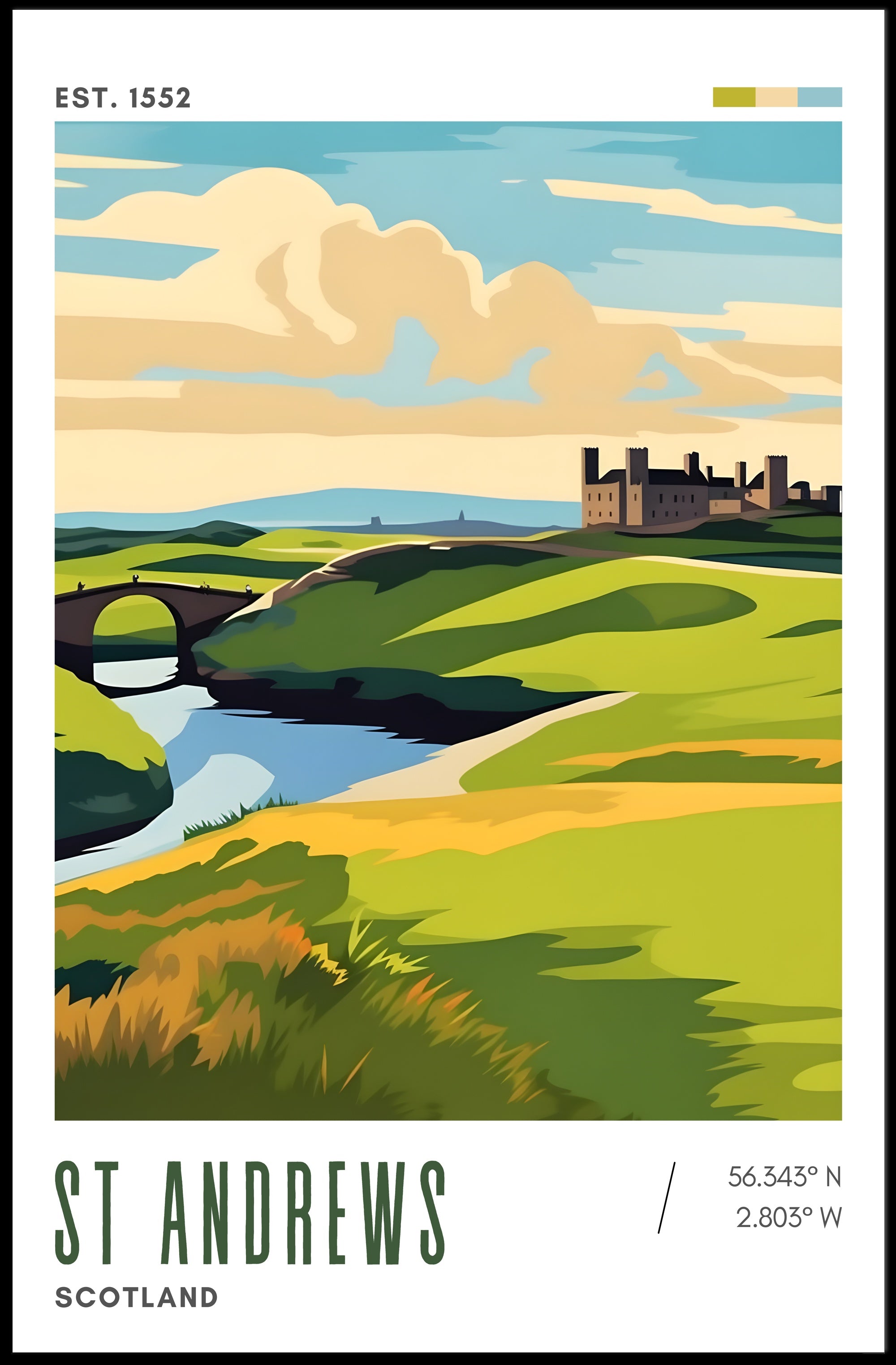 St Andrews Historical Landscape Travel Poster