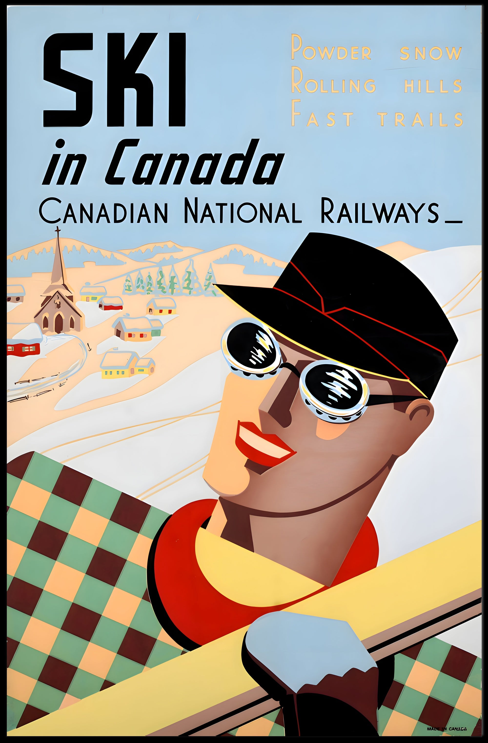 Vintage Canadian Skiing Travel Advertisement Poster PosterGoat