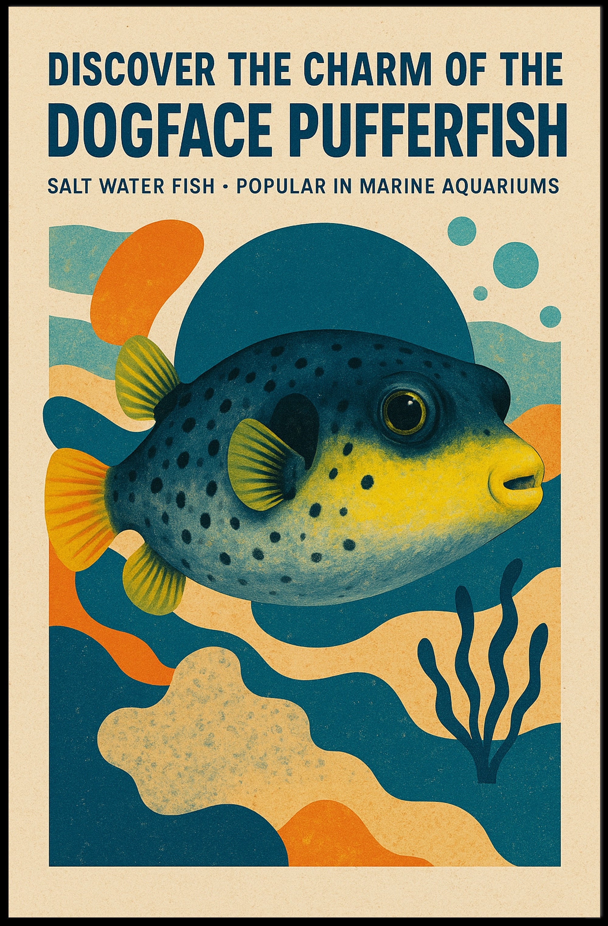 Dogface Pufferfish Poster Wall Art Print PosterGoat