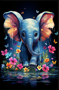 Whimsical Wilderness Surreal Elephant Calf Playful Poster