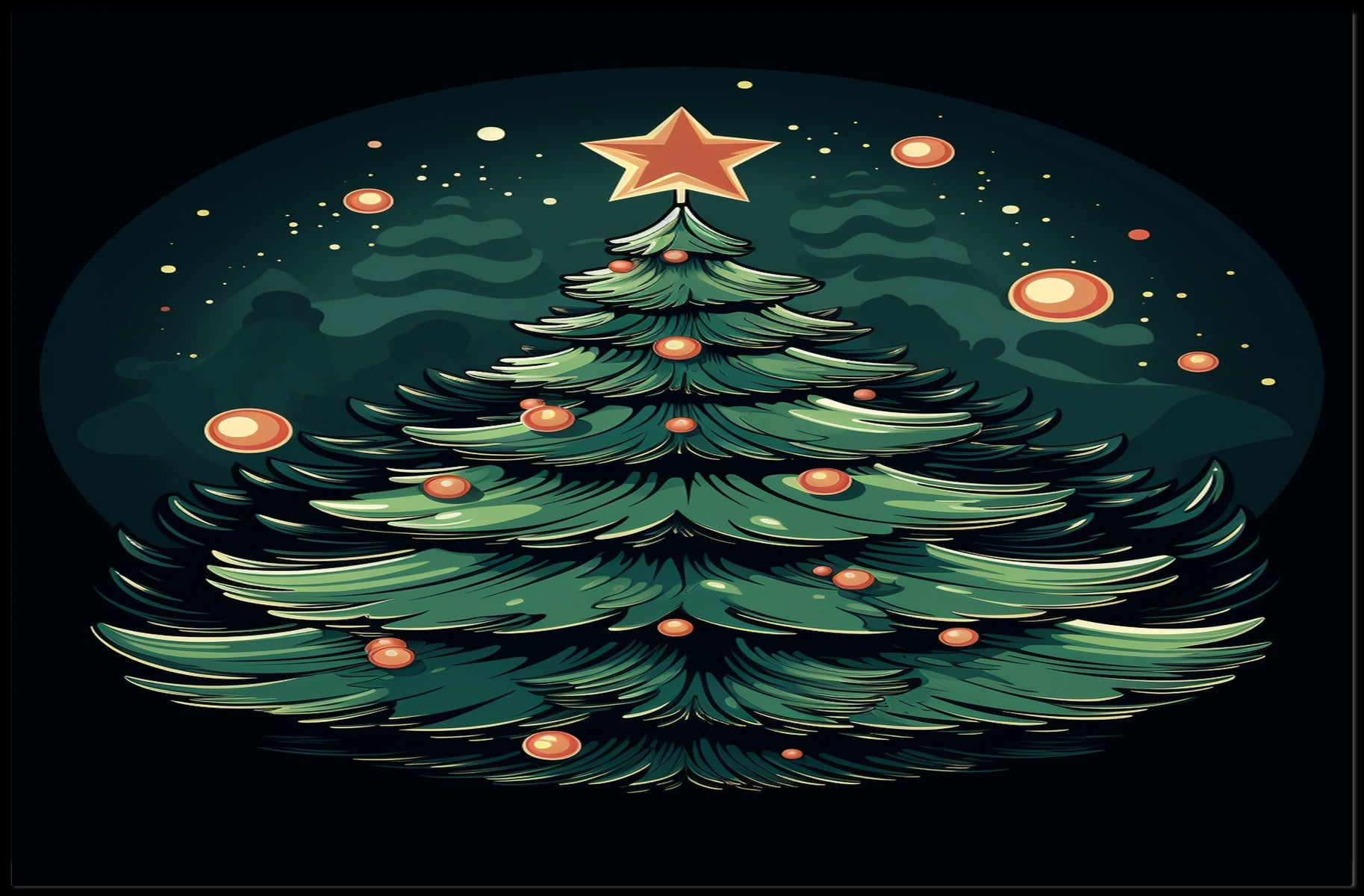 Festive Christmas Tree Illustration Poster