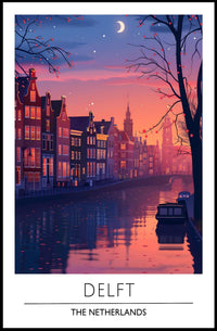 Serene Evening Scene of Delft Urban or Cityscape Poster