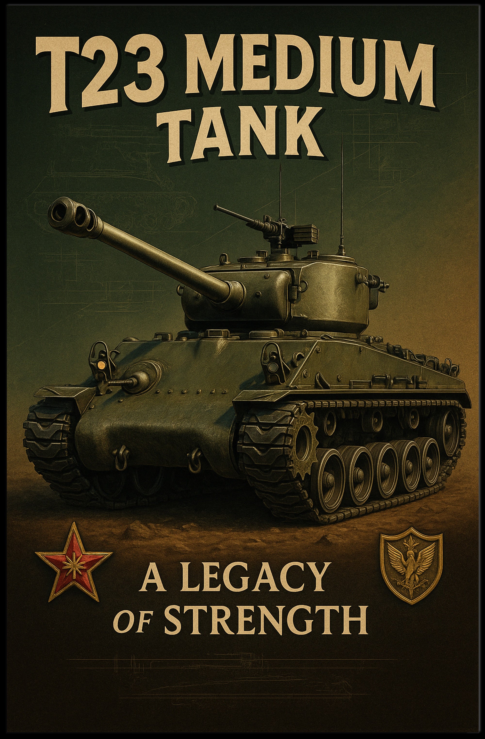T23 Medium Tank Vintage Military Poster Print