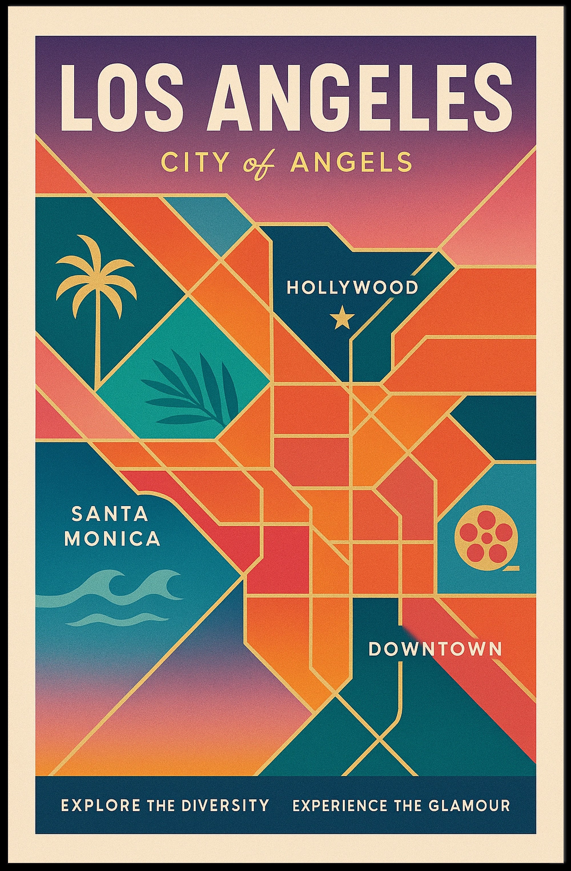 Los Angeles Retro Glamour Travel Poster PosterGoat