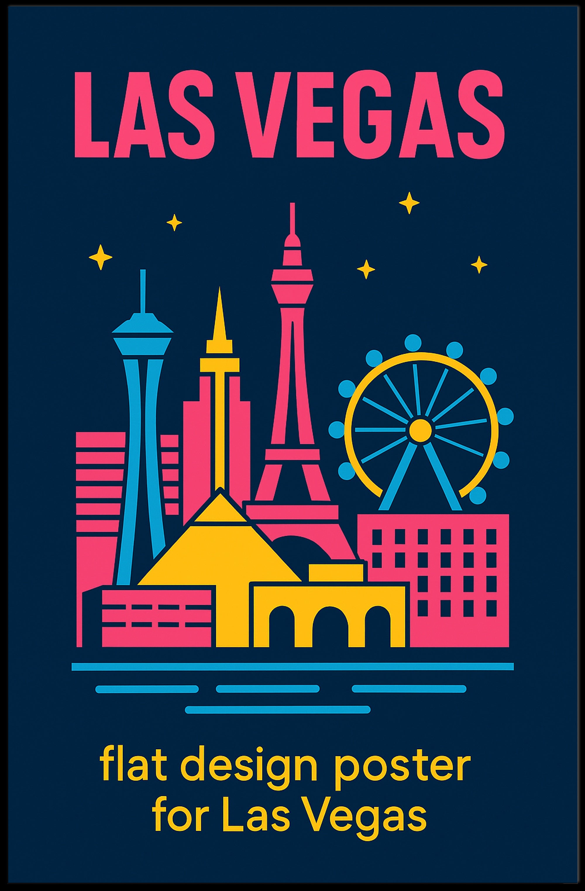 Las Vegas Iconic Landmarks Travel Poster