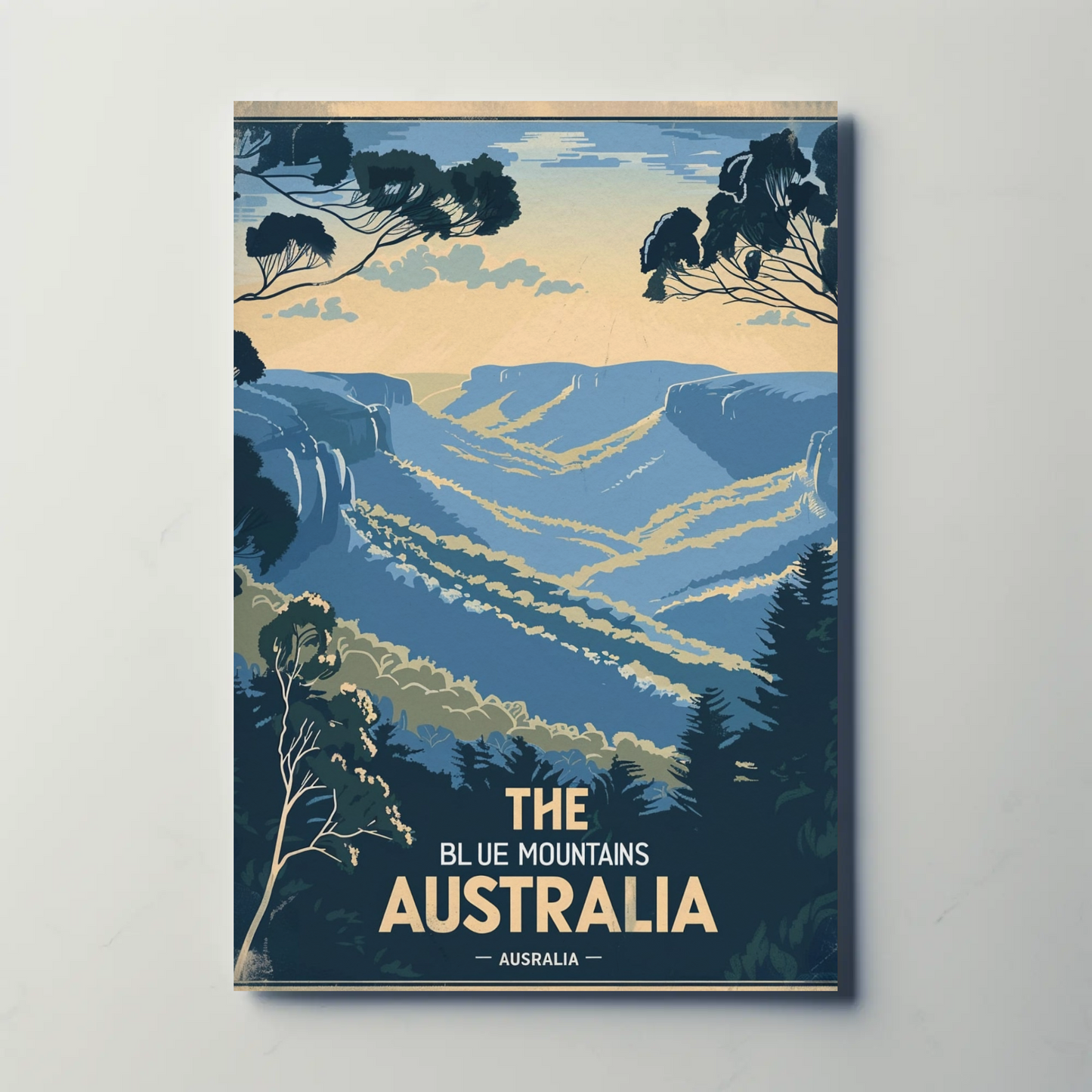 Blue Mountains Australia Vintage Travel Poster - Hills & Valleys