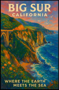 Big Sur California Poster Majestic Ocean View Nature Lovers