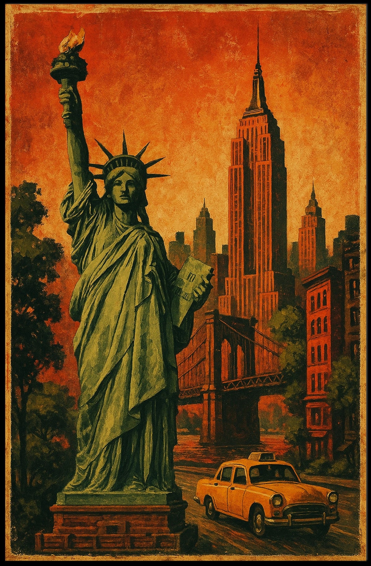 Timeless New York Poster Vintage NYC Skyline Wall Art Decor