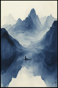 Tranquil Journey Through Misty Mountains Art Print Poster PosterGoat