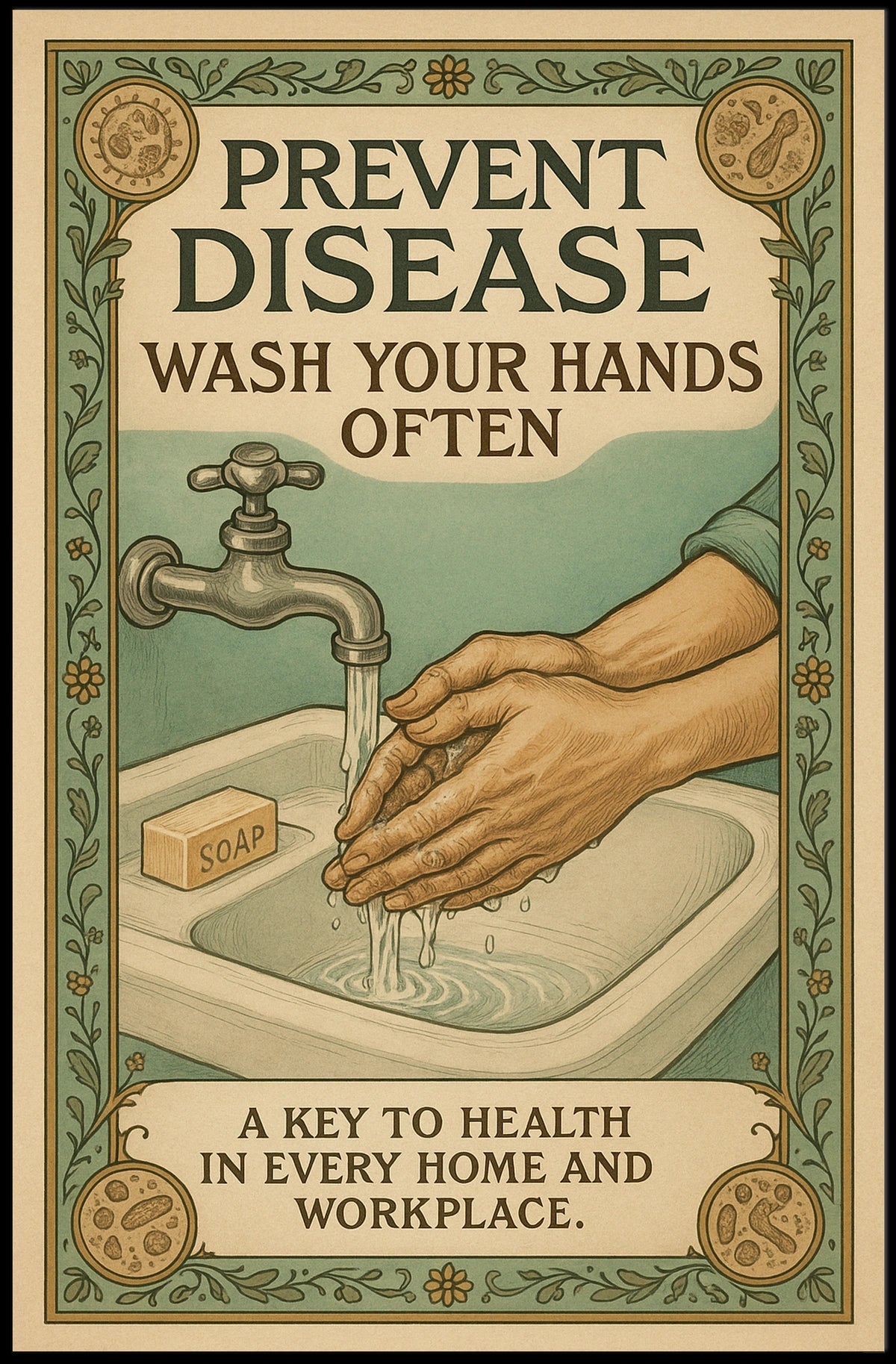 Prevent Disease Wash Your Hands Poster
