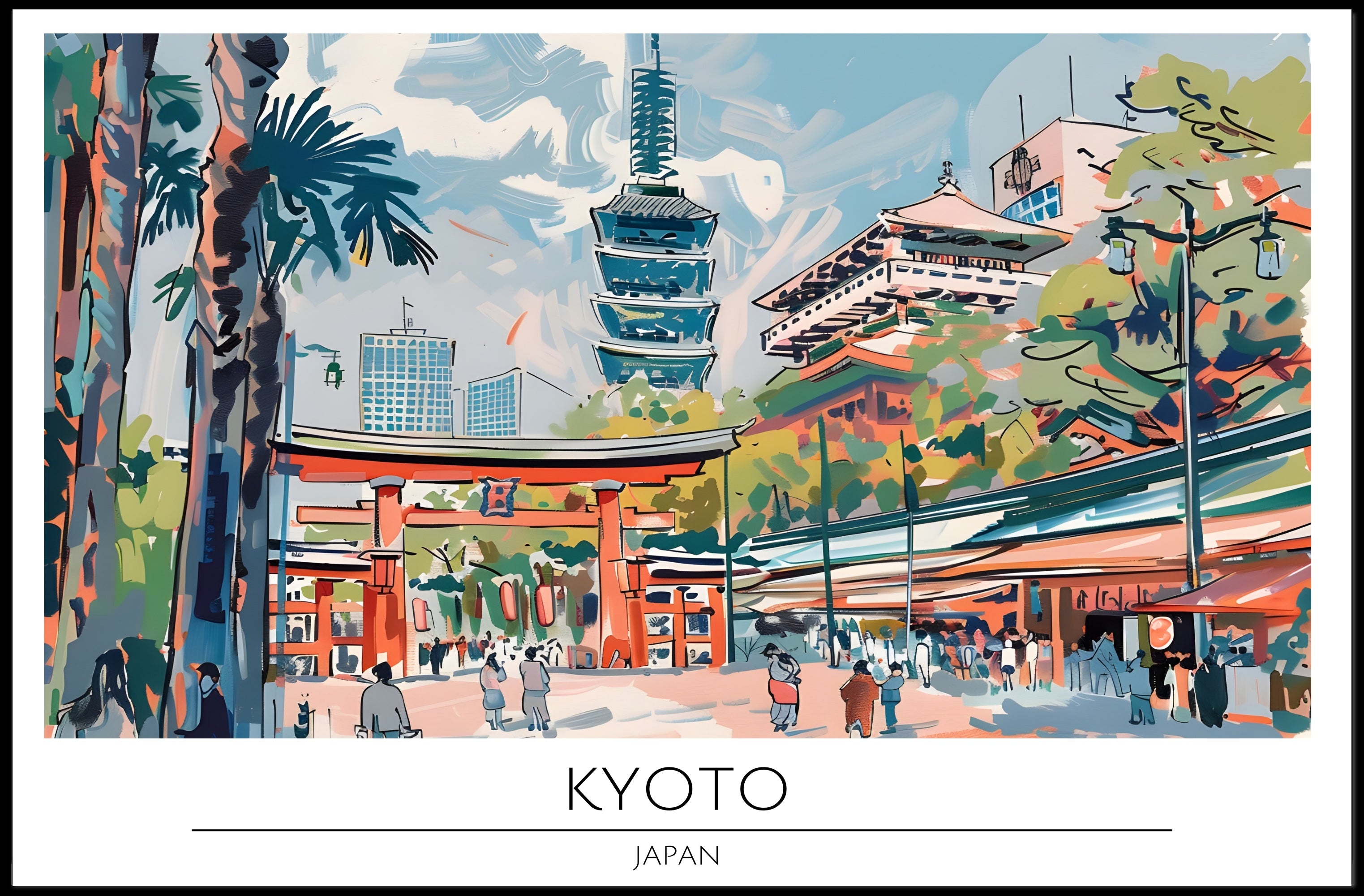 Vibrant Kyoto Scene Poster PosterGoat
