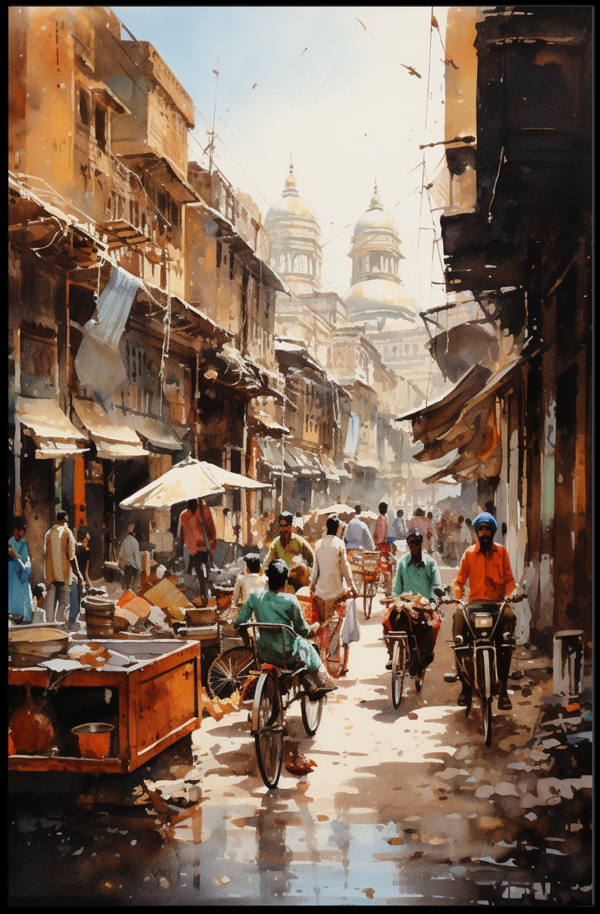 Bustling Market Street Poster