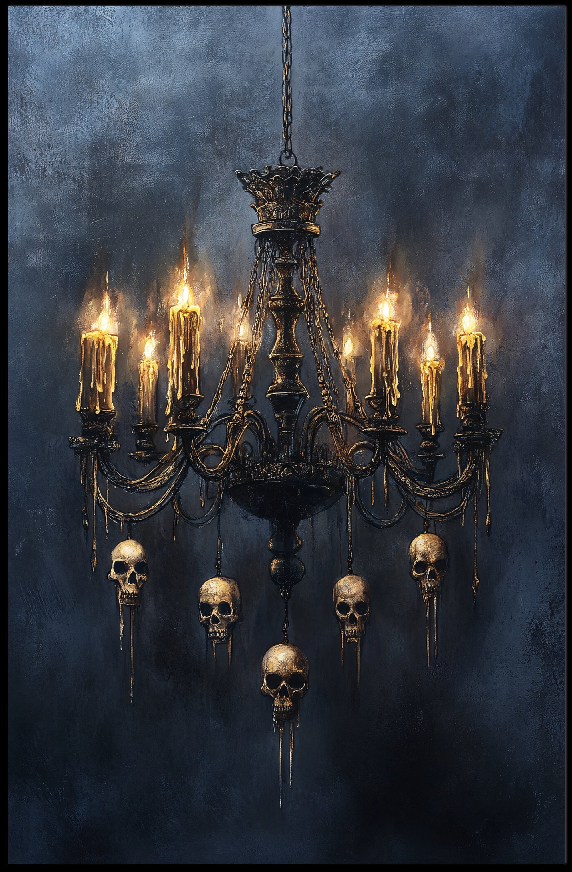 Gothic Chandelier Of Skulls Poster