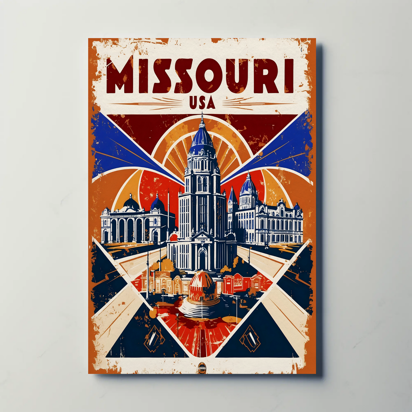 Missouri USA Historic Dome Skyline Vintage Travel Poster