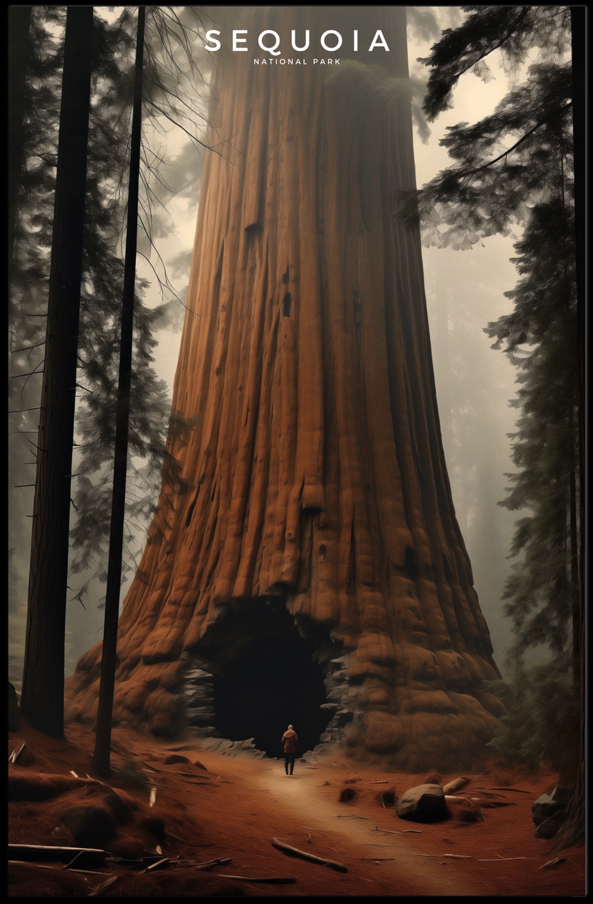 Sequoia Travel Poster Scenic Vintage Wall Art