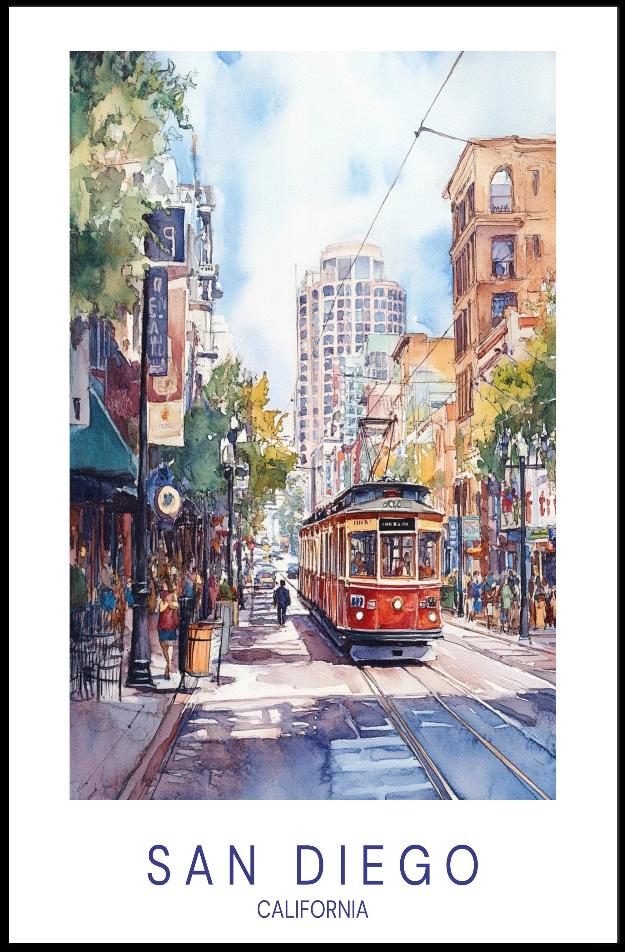 San Diego Streetcar Scene Poster PosterGoat