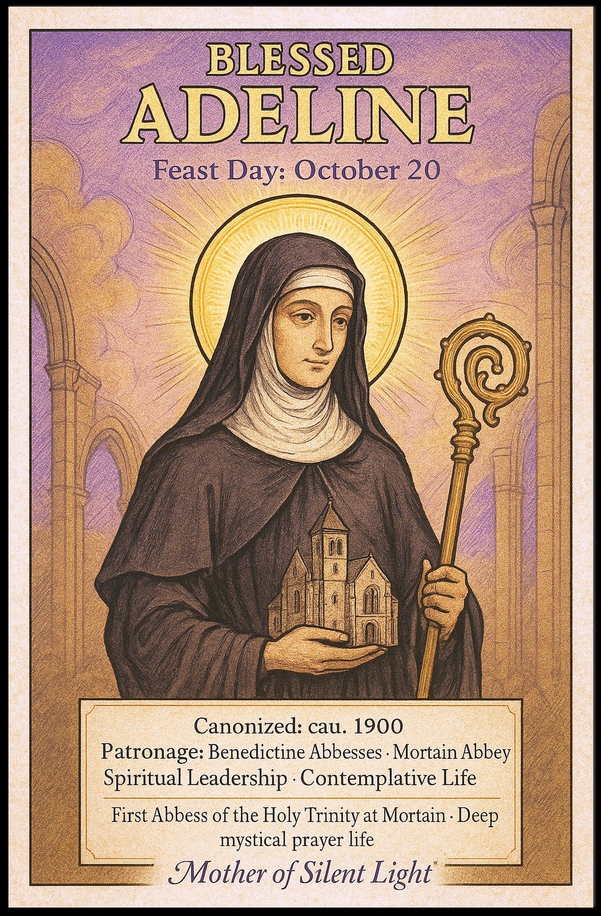 Blessed Adeline Patron of Benedictine Abbesses Poster