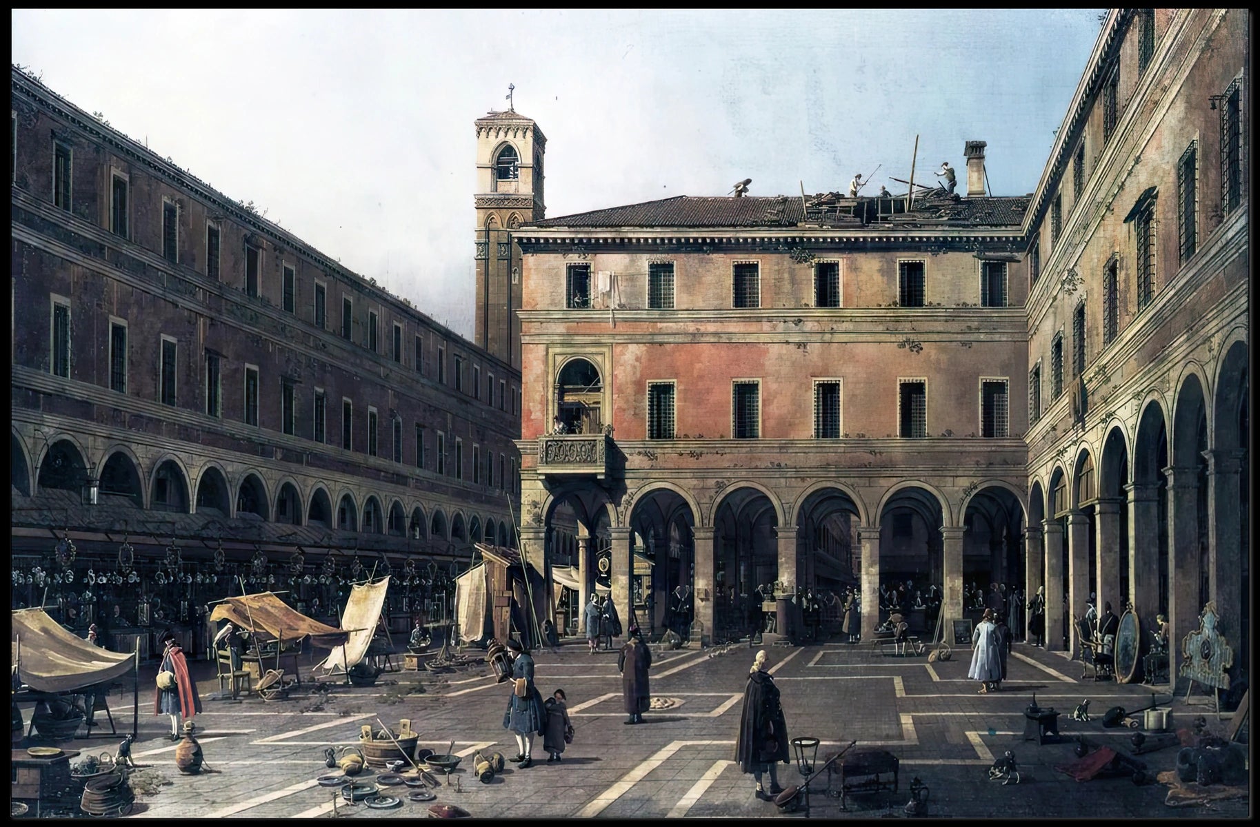 Italian Renaissance Market Scene: Cultural or Heritage Poster