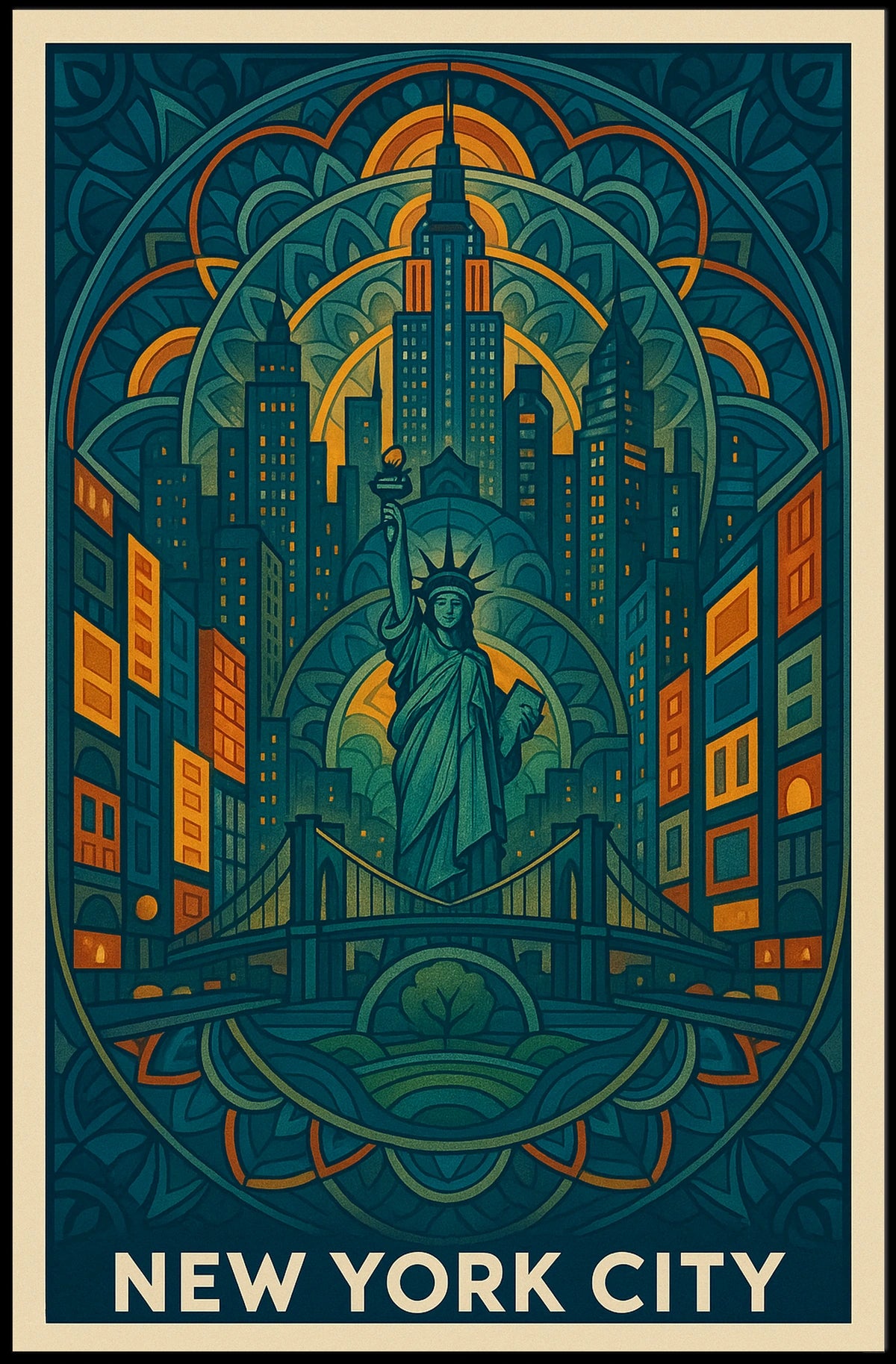 New York City Poster Iconic Skyline Home Decor Landmarks