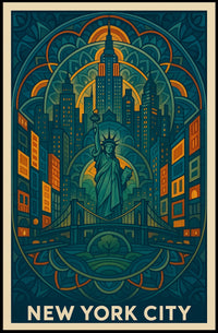 New York City Poster Iconic Skyline Home Decor Landmarks