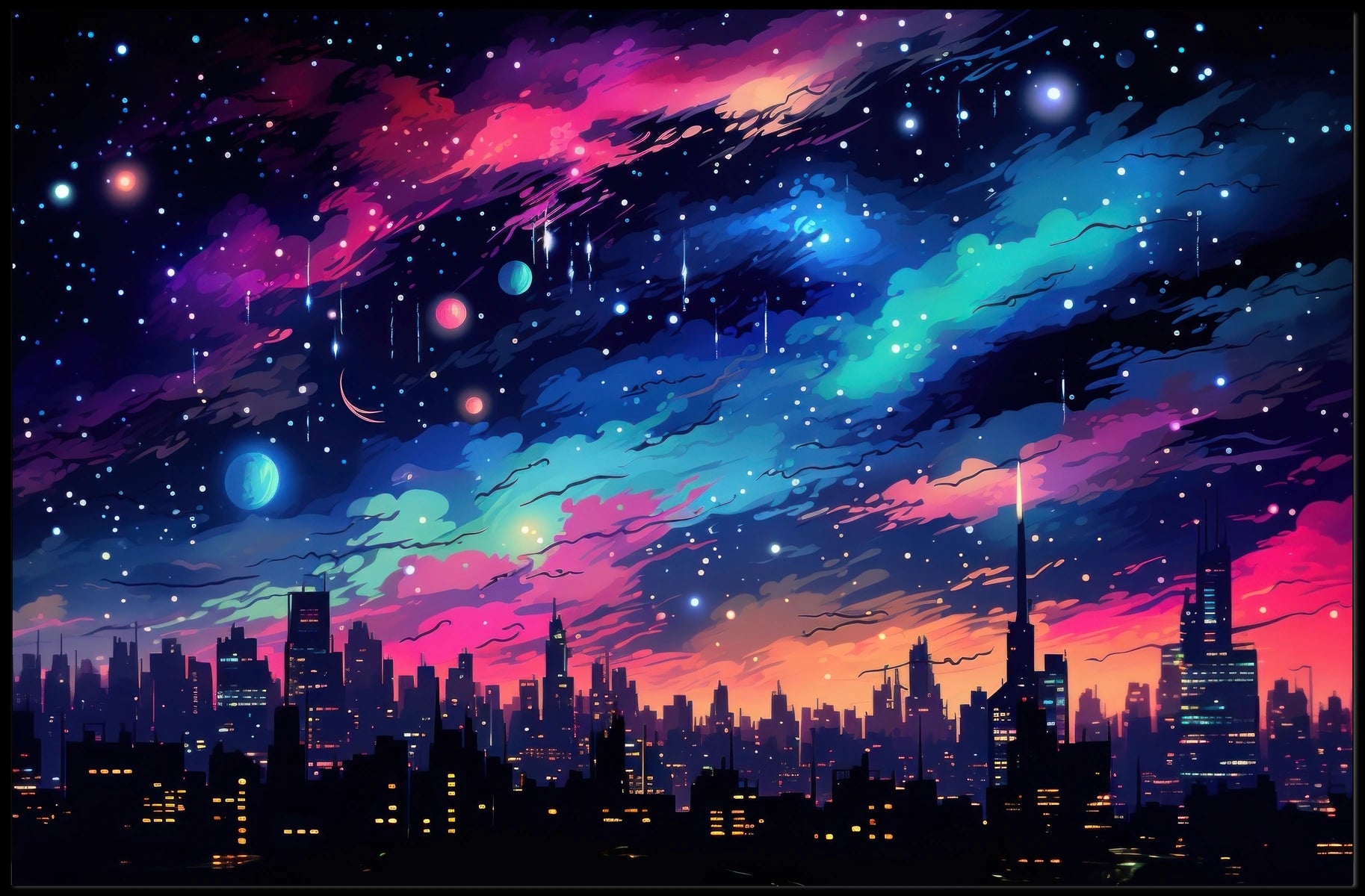 Cosmic Cityscape Poster