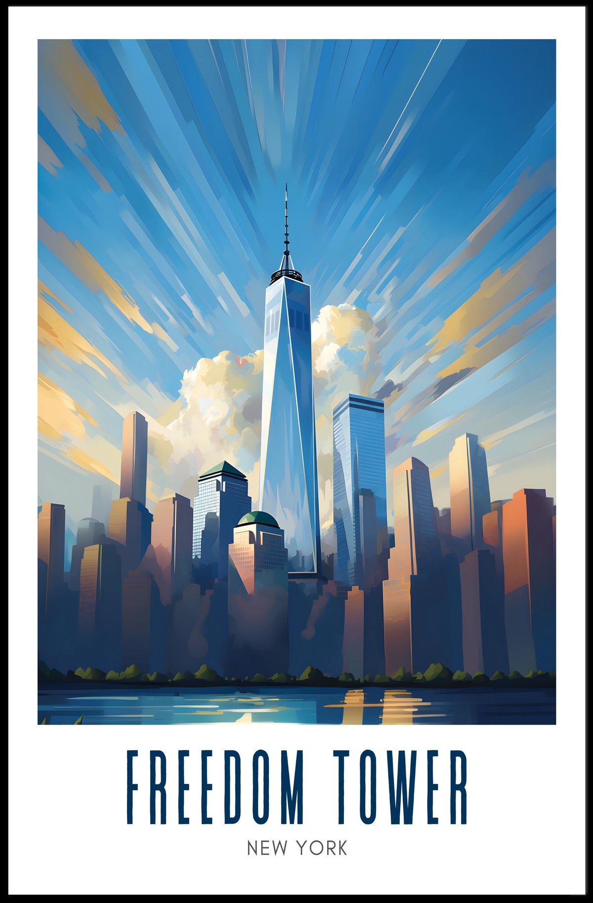 Freedom Tower NYC Skyline City Poster Modern Wall Art