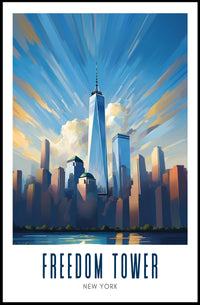 Freedom Tower NYC Skyline City Poster Modern Wall Art