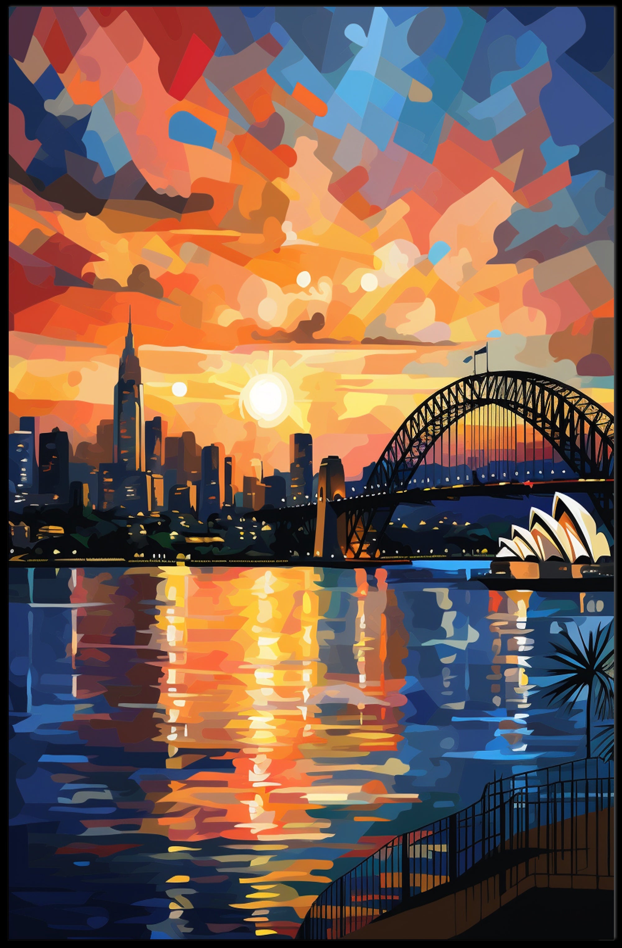 Vibrant Cityscape At Sunset Poster