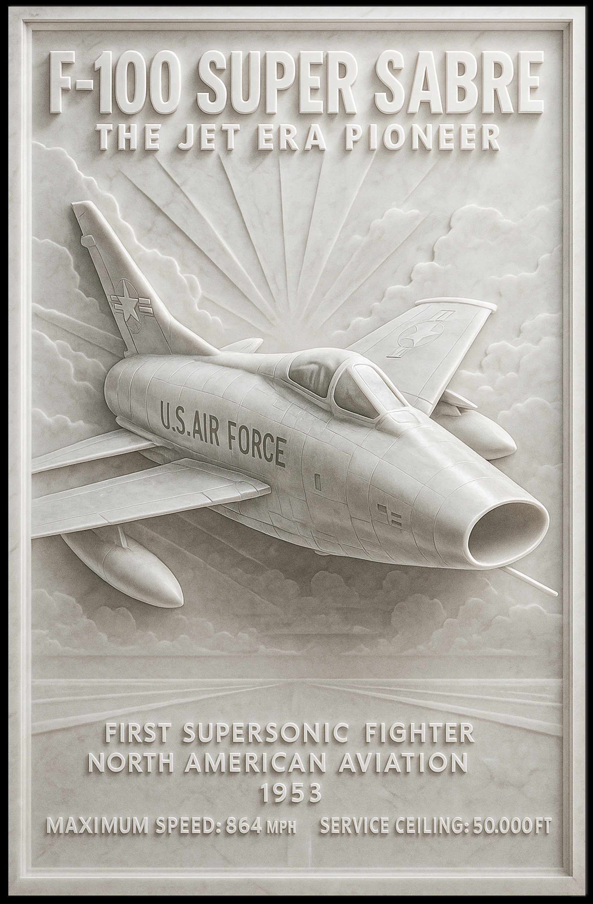 F-100 Super Sabre Vintage Military Aviation Art Poster