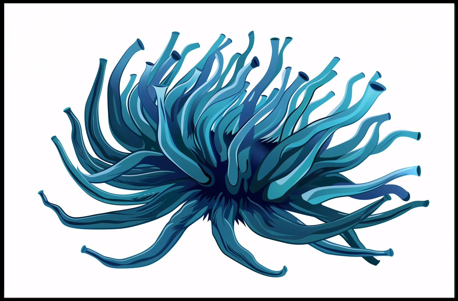 Vibrant Sea Anemone Modern Abstract Art Poster