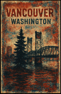 Vintage Vancouver Bridge Rustic Travel Poster