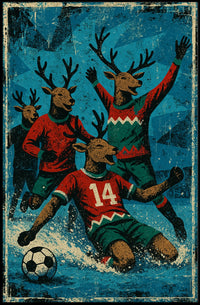 Reindeer Soccer Celebration Poster