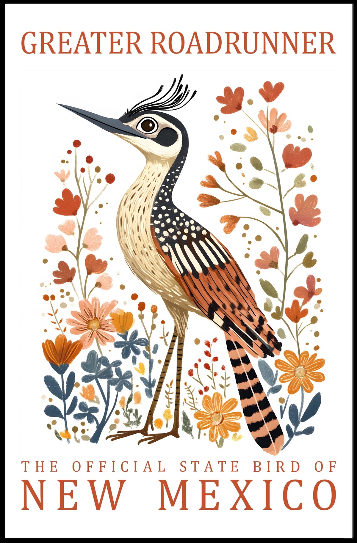 Greater Roadrunner New Mexico Art Poster Print