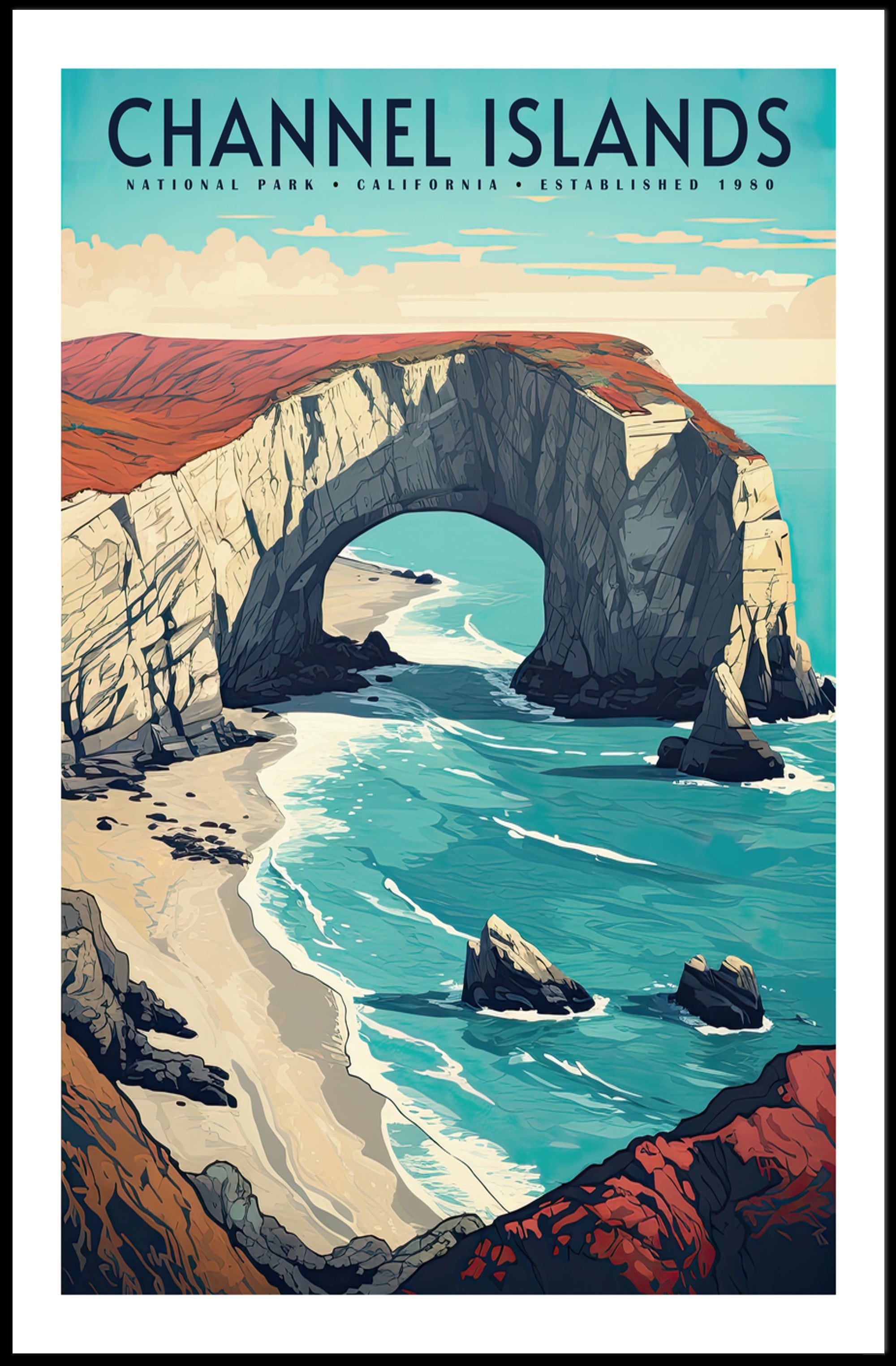 Channel Islands Poster Vintage National Park Print