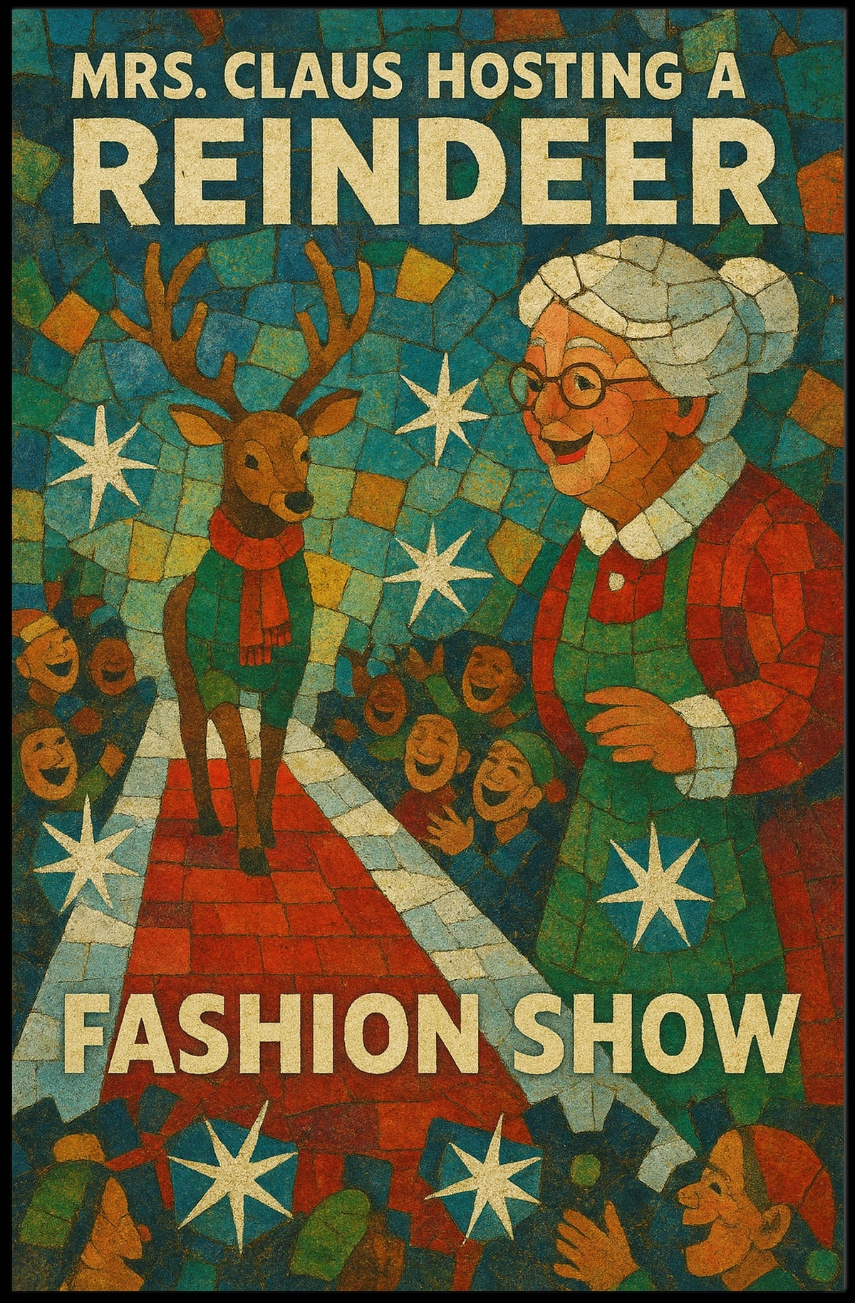 Mrs. Claus Reindeer Fashion Show Holiday Pop Culture Poster