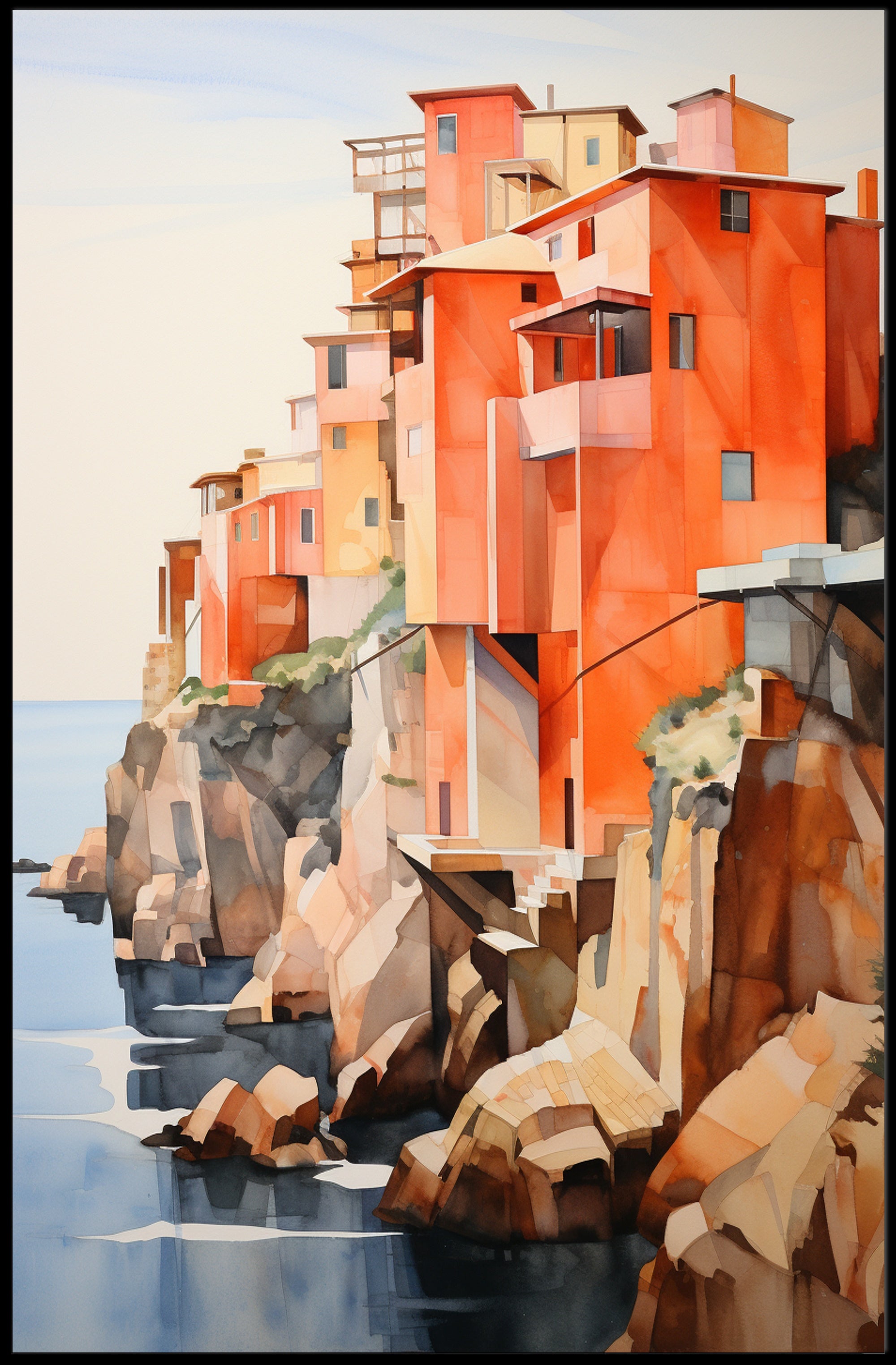 Coastal Cliffside Homes Poster