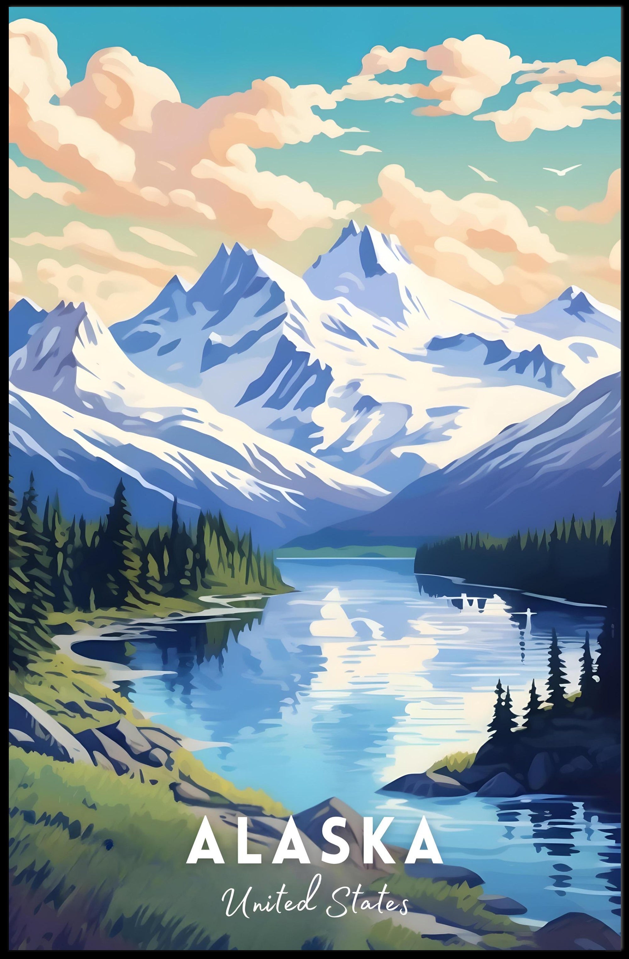Alaskan Adventure: Vintage Scenic Travel Poster