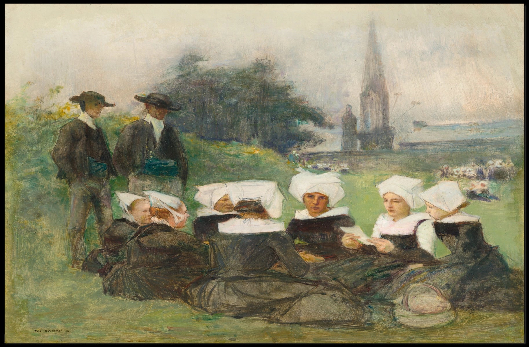 Traditional European Gathering: Serene Pastoral Heritage Poster
