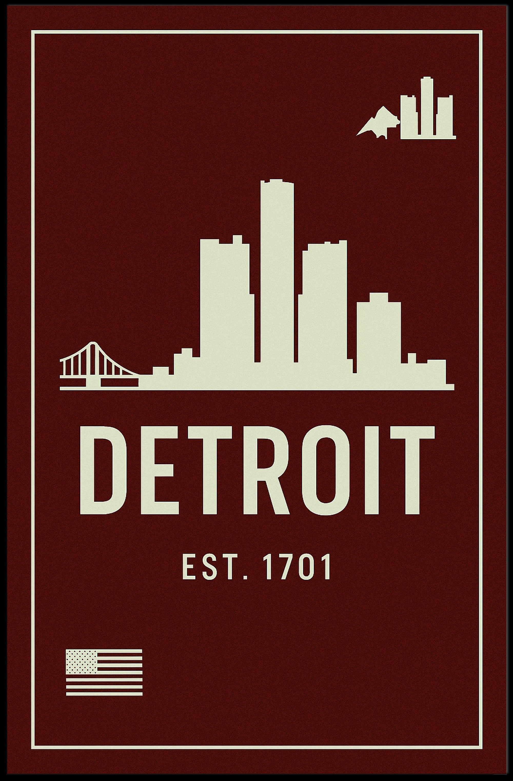 Detroit Skyline Est. 1701 Poster PosterGoat
