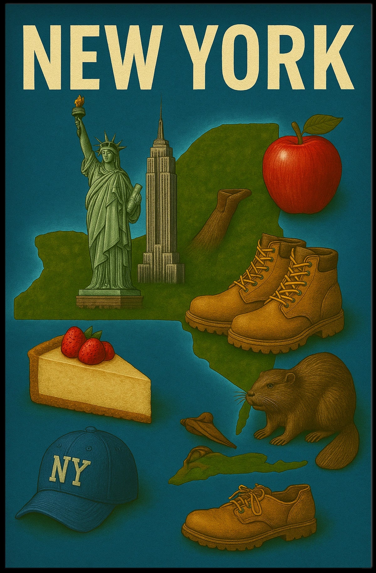 New York Nostalgia Cityscape Poster Vintage Wall Art