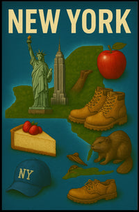 New York Nostalgia Cityscape Poster Vintage Wall Art