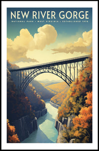 New River Gorge Poster Vintage Travel Wall Art