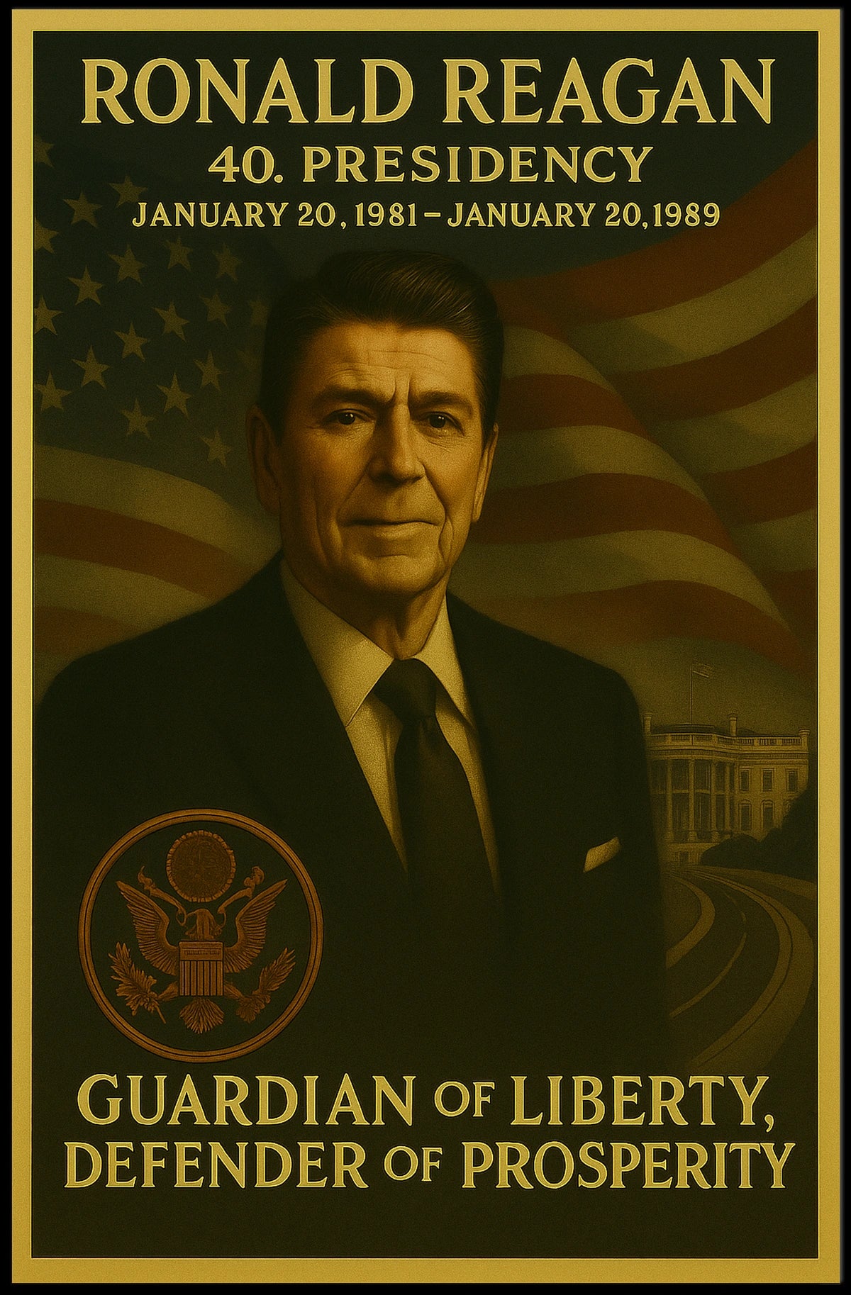 Ronald Reagan Tribute Historical Presidential Poster