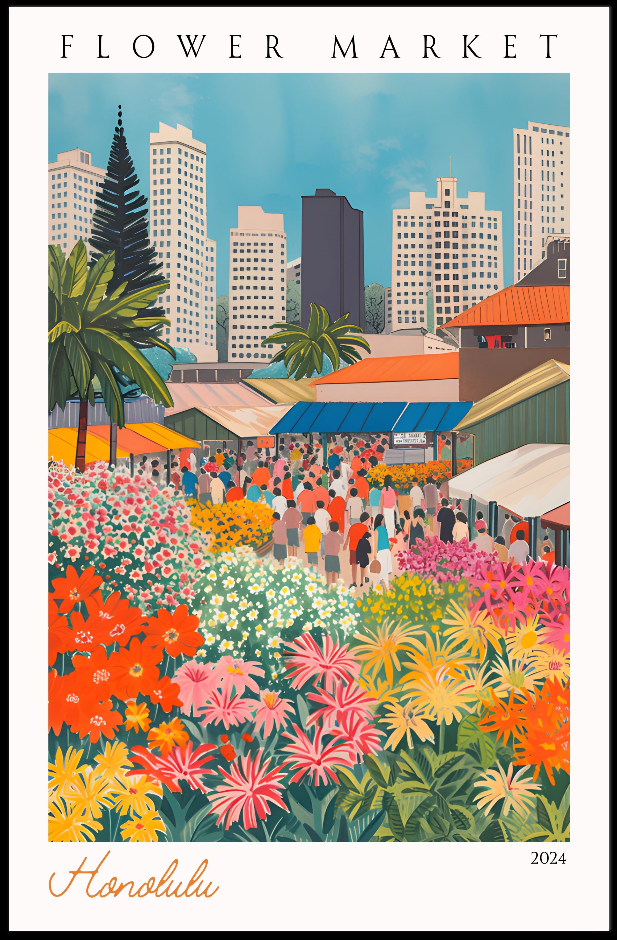 Vibrant Flower Market in Honolulu Poster PosterGoat