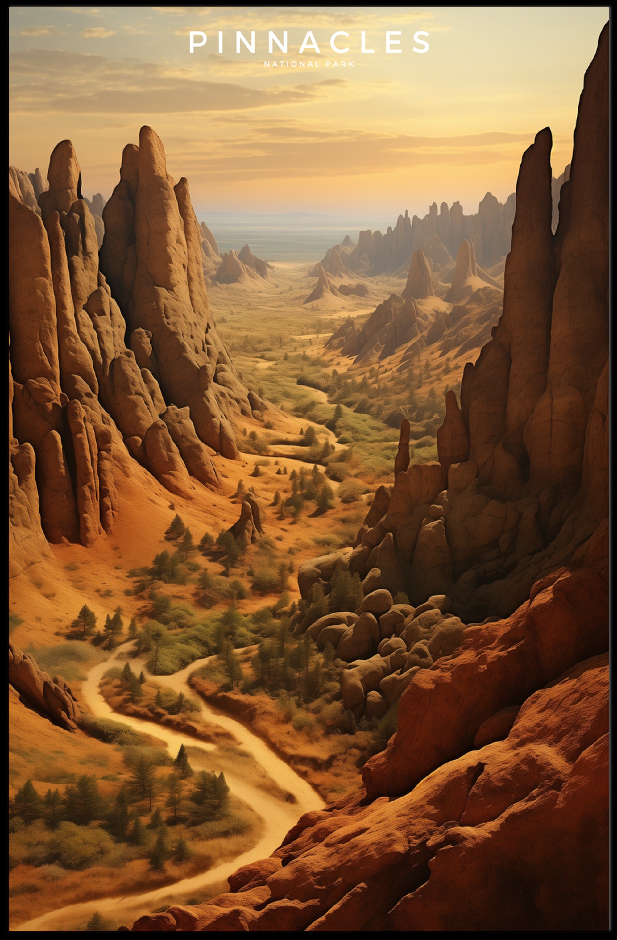 Pinnacles National Park Travel Poster Vintage Print