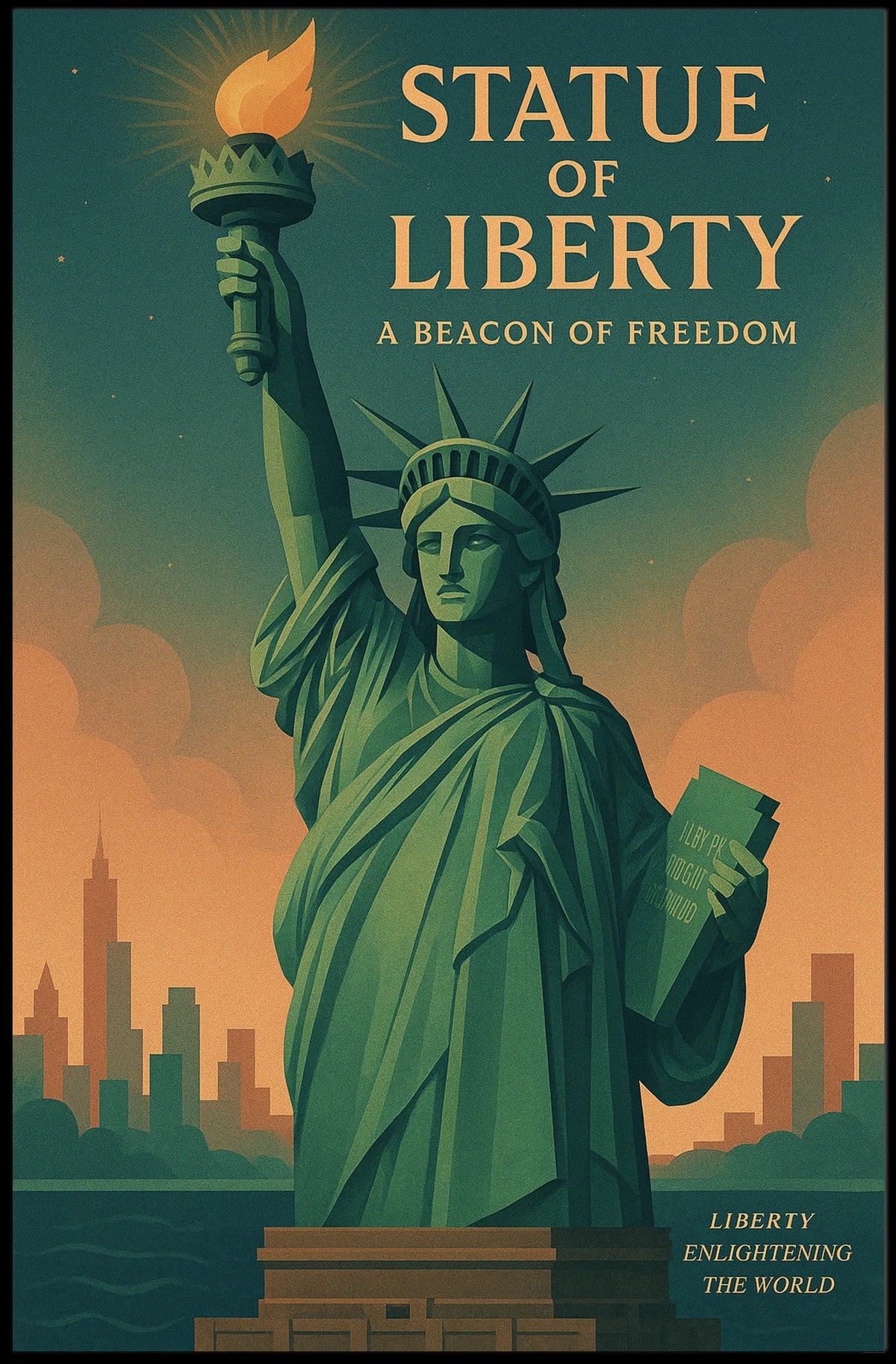 Statue Of Liberty National Monument Poster Vintage Wall Art