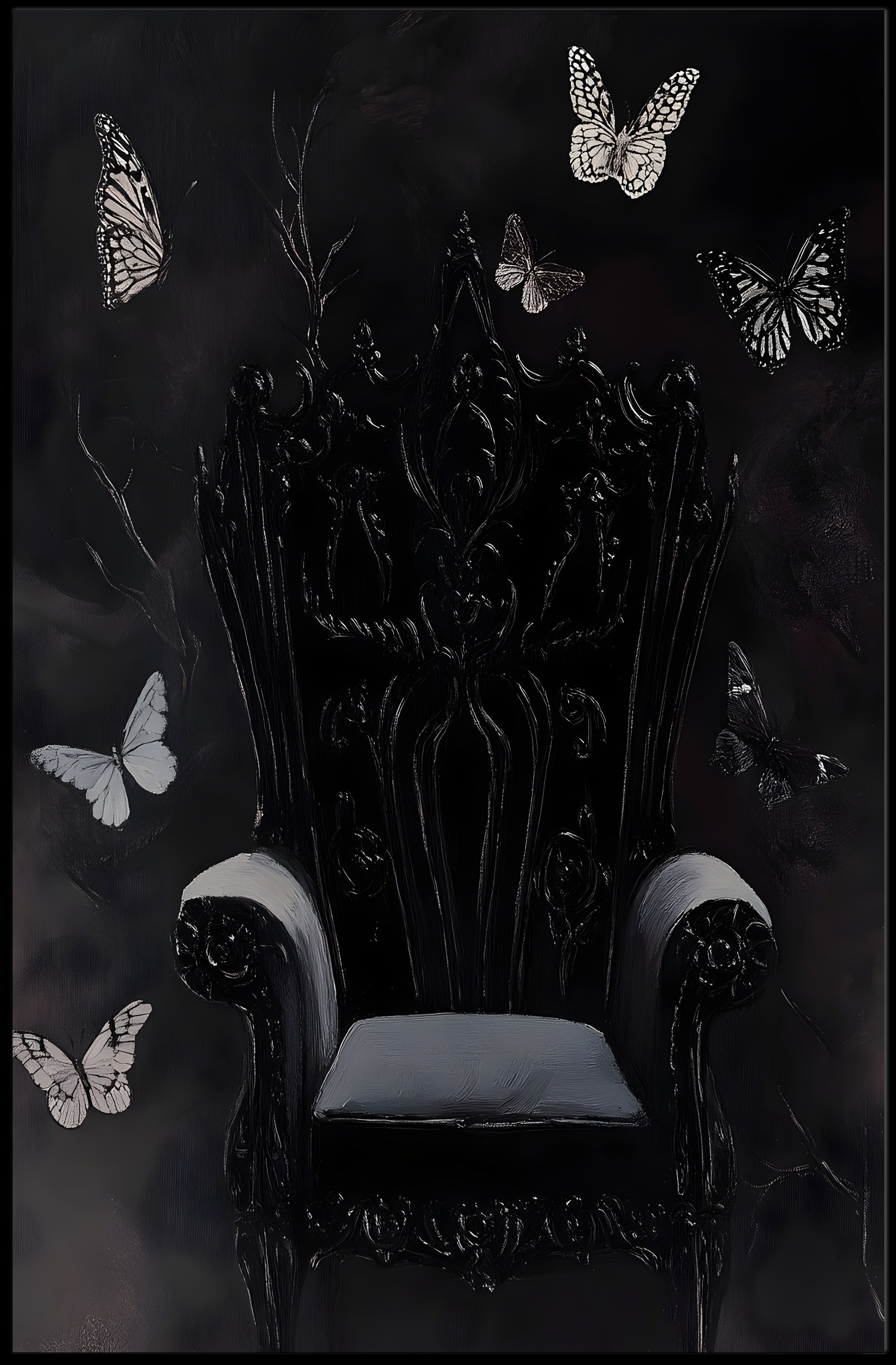 Dark Throne with Butterflies: Fantasy or Mythology Poster PosterGoat