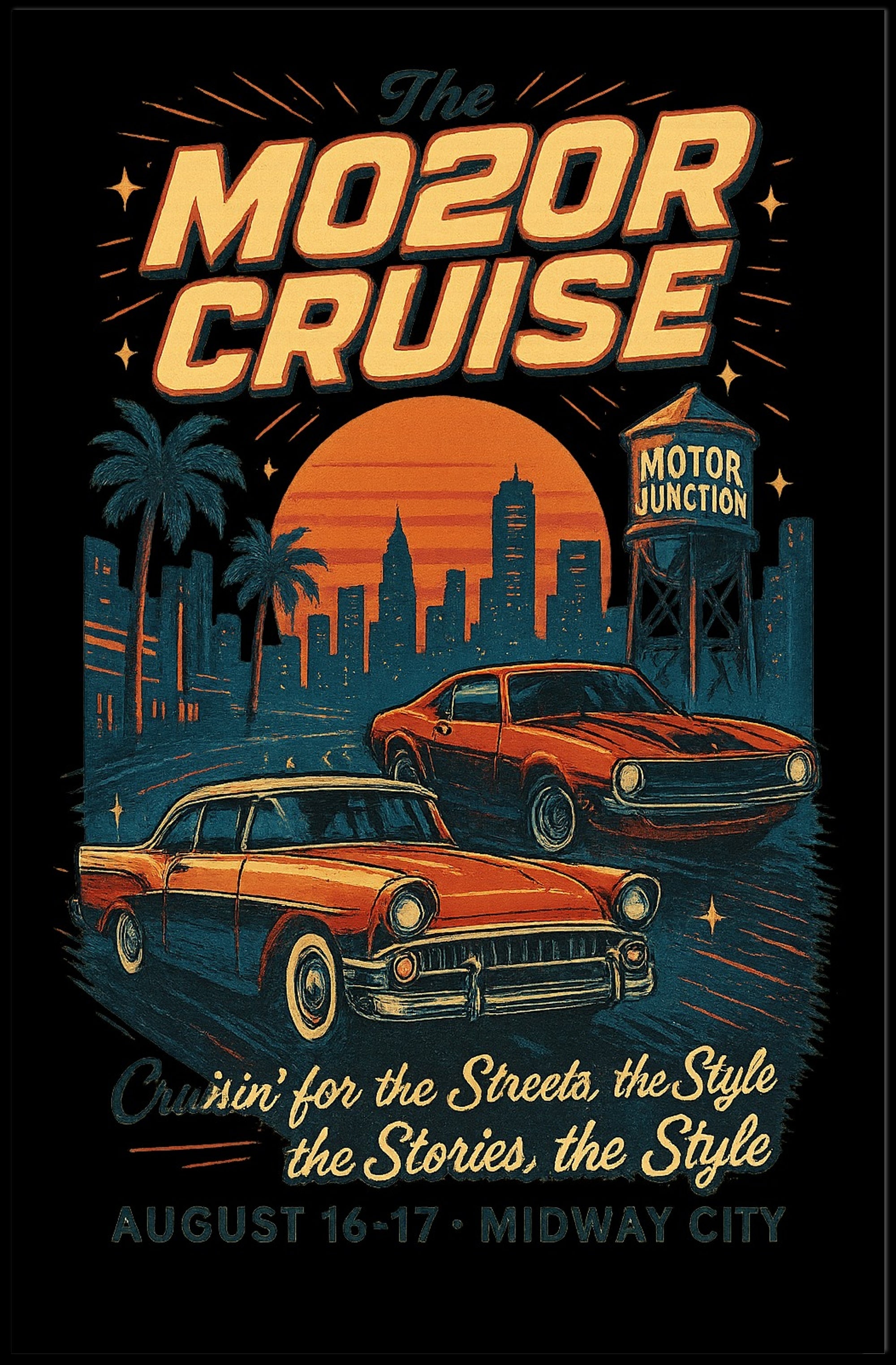 The Motor Cruise Vintage Car Urban or Cityscape Poster